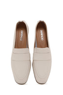 Women's Beige Leather Masculine Loafer | Derimod Women's Beige Leather Masculine Loafer | Derimod