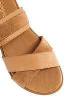 Women's Tan Buckle Leather Slippers | Derimod Women's Tan Buckle Leather Slippers | Derimod