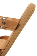 Women's Tan Buckle Leather Slippers | Derimod Women's Tan Buckle Leather Slippers | Derimod