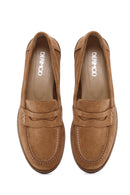 Kadın Taba Süet Deri Maskülen Loafer | Derimod Kadın Taba Süet Deri Maskülen Loafer | Derimod