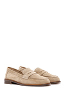 Kadın Bej Süet Deri Maskülen Loafer | Derimod Kadın Bej Süet Deri Maskülen Loafer | Derimod