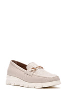 Kadın Krem Deri Comfort Loafer | Derimod Kadın Krem Deri Comfort Loafer | Derimod