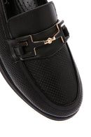 Kadın Siyah Toka Detaylı Deri Comfort Loafer | Derimod Kadın Siyah Toka Detaylı Deri Comfort Loafer | Derimod
