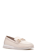 Kadın Krem Toka Detaylı Deri Comfort Loafer | Derimod Kadın Krem Toka Detaylı Deri Comfort Loafer | Derimod