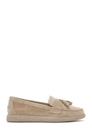 Women's Beige Suede Leather Comfort Loafer | Derimod Women's Beige Suede Leather Comfort Loafer | Derimod
