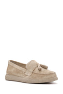 Women's Beige Suede Leather Comfort Loafer | Derimod Women's Beige Suede Leather Comfort Loafer | Derimod