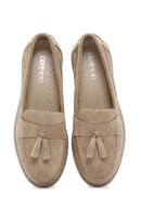 Women's Beige Suede Leather Comfort Loafer | Derimod Women's Beige Suede Leather Comfort Loafer | Derimod