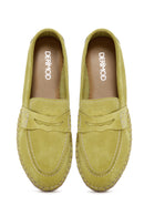 Women's Yellow Suede Leather Espadrille | Derimod Women's Yellow Suede Leather Espadrille | Derimod