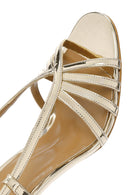 Women's Gold Ankle Buckle Thin Heel Leather Metallic Sandals | Derimod Women's Gold Ankle Buckle Thin Heel Leather Metallic Sandals | Derimod