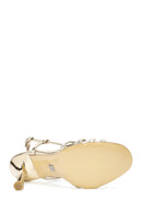 Women's Gold Ankle Buckle Thin Heel Leather Metallic Sandals | Derimod Women's Gold Ankle Buckle Thin Heel Leather Metallic Sandals | Derimod