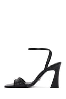 Women's Black Ankle Strap High Heel Leather Sandals | Derimod Women's Black Ankle Strap High Heel Leather Sandals | Derimod