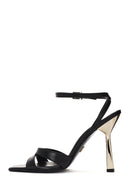 Women's Black Ankle Strap Thin Heeled Leather Sandals | Derimod Women's Black Ankle Strap Thin Heeled Leather Sandals | Derimod