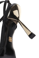 Women's Black Ankle Strap Thin Heeled Leather Sandals | Derimod Women's Black Ankle Strap Thin Heeled Leather Sandals | Derimod