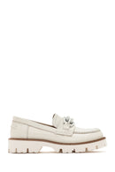 Kadın Krem Deri Maskülen Loafer | Derimod Kadın Krem Deri Maskülen Loafer | Derimod