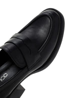 Women's Black Thick Heeled Leather Masculine Loafer | Derimod Women's Black Thick Heeled Leather Masculine Loafer | Derimod