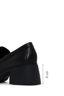 Women's Black Thick Heeled Leather Masculine Loafer | Derimod Women's Black Thick Heeled Leather Masculine Loafer | Derimod