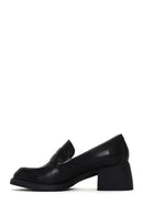 Women's Black Thick Heeled Leather Masculine Loafer | Derimod Women's Black Thick Heeled Leather Masculine Loafer | Derimod