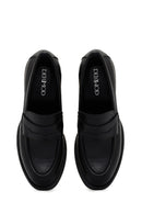 Women's Black Thick Heeled Leather Masculine Loafer | Derimod Women's Black Thick Heeled Leather Masculine Loafer | Derimod