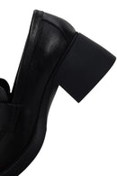 Women's Black Thick Heeled Leather Masculine Loafer | Derimod Women's Black Thick Heeled Leather Masculine Loafer | Derimod