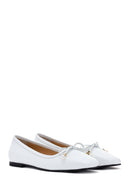 Women's White Leather Ballerinas | Derimod Women's White Leather Ballerinas | Derimod