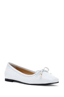 Women's White Leather Ballerinas | Derimod Women's White Leather Ballerinas | Derimod