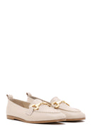 Women's Beige Leather Masculine Loafer | Derimod Women's Beige Leather Masculine Loafer | Derimod