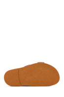 Women's Purple Buckle Suede Leather Slippers | Derimod Women's Purple Buckle Suede Leather Slippers | Derimod