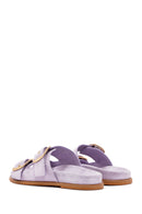Women's Purple Buckle Suede Leather Slippers | Derimod Women's Purple Buckle Suede Leather Slippers | Derimod