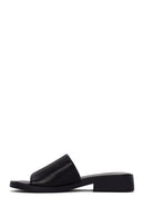 Women's Black Leather Slippers | Derimod Women's Black Leather Slippers | Derimod