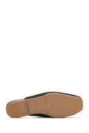 Women's Black Straw Leather Slippers | Derimod Women's Black Straw Leather Slippers | Derimod