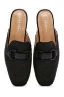 Women's Black Straw Leather Slippers | Derimod Women's Black Straw Leather Slippers | Derimod
