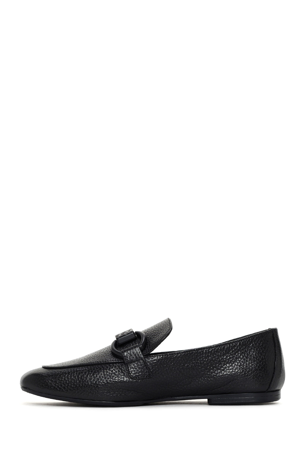 Kadın Siyah Deri Maskülen Loafer