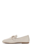 Kadın Krem Deri Maskülen Loafer | Derimod Kadın Krem Deri Maskülen Loafer | Derimod