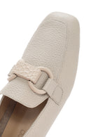 Kadın Krem Deri Maskülen Loafer | Derimod Kadın Krem Deri Maskülen Loafer | Derimod