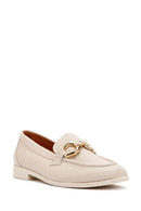 Kadın Krem Deri Maskülen Loafer | Derimod Kadın Krem Deri Maskülen Loafer | Derimod
