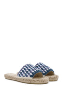 Kadın Mavi Hasır Tabanlı Örgü Espadril Terlik | Derimod Kadın Mavi Hasır Tabanlı Örgü Espadril Terlik | Derimod