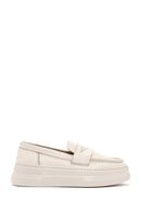 Women's Cream Thick Sole Leather Loafer | Derimod Women's Cream Thick Sole Leather Loafer | Derimod