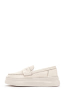 Women's Cream Thick Sole Leather Loafer | Derimod Women's Cream Thick Sole Leather Loafer | Derimod