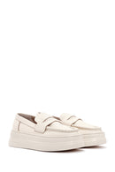 Women's Cream Thick Sole Leather Loafer | Derimod Women's Cream Thick Sole Leather Loafer | Derimod