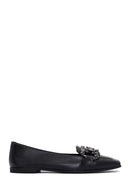 Women's Black Stone Leather Loafer | Derimod Women's Black Stone Leather Loafer | Derimod