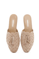 Women's Beige Knit Leather Slippers | Derimod Women's Beige Knit Leather Slippers | Derimod