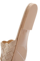 Women's Beige Knit Leather Slippers | Derimod Women's Beige Knit Leather Slippers | Derimod