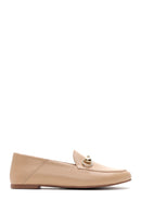 Women's Beige Leather Masculine Loafer | Derimod Women's Beige Leather Masculine Loafer | Derimod