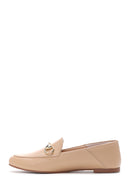 Women's Beige Leather Masculine Loafer | Derimod Women's Beige Leather Masculine Loafer | Derimod