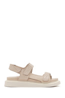 Women's Beige Strappy Leather Comfort Sandals | Derimod Women's Beige Strappy Leather Comfort Sandals | Derimod