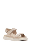 Women's Beige Strappy Leather Comfort Sandals | Derimod Women's Beige Strappy Leather Comfort Sandals | Derimod