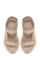 Women's Beige Strappy Leather Comfort Sandals | Derimod Women's Beige Strappy Leather Comfort Sandals | Derimod
