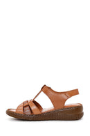 Women's Tan Ankle Strap Thick Soled Leather Comfort Sandals | Derimod Women's Tan Ankle Strap Thick Soled Leather Comfort Sandals | Derimod