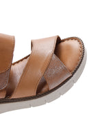 Kadın Taba Bilekten Bantlı Deri Comfort Sandalet | Derimod Kadın Taba Bilekten Bantlı Deri Comfort Sandalet | Derimod