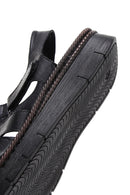 Kadın Siyah Bilekten Bantlı Deri Comfort Sandalet | Derimod Kadın Siyah Bilekten Bantlı Deri Comfort Sandalet | Derimod